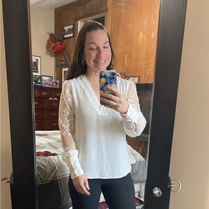 NWT Express cream / white lace blouse